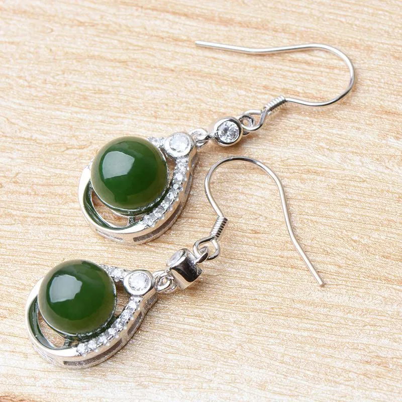 Natural Jade Earrings Nephrite Silver Earrings NE144