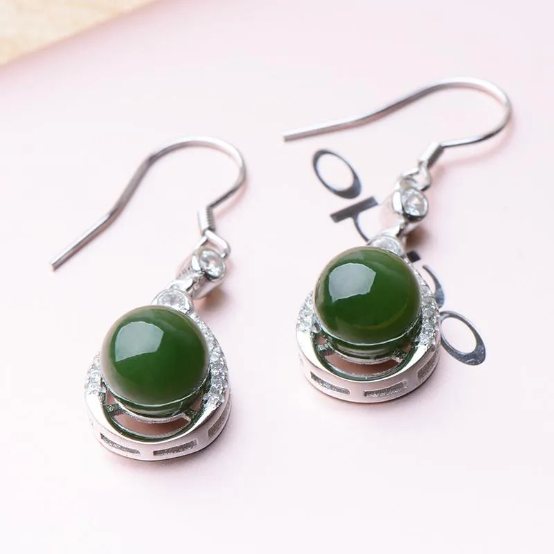 Natural Jade Earrings Nephrite Silver Earrings NE144