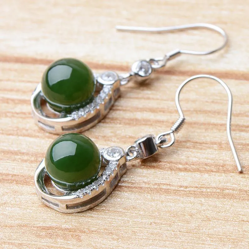 Natural Jade Earrings Nephrite Silver Earrings NE144