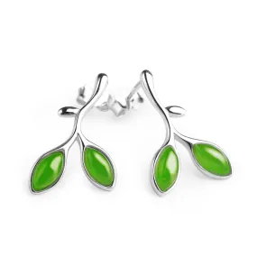 Natural Jade Earrings Nephrite Silver Earrings ZEG540
