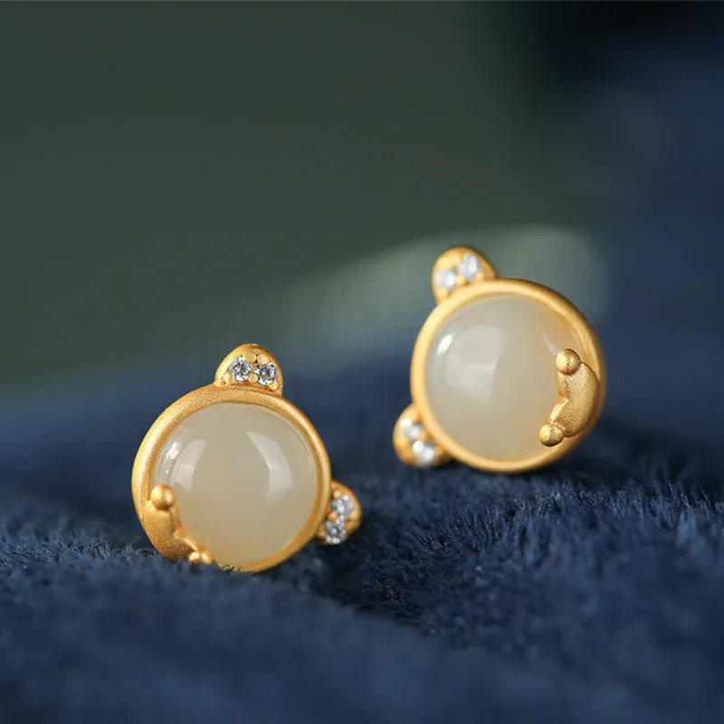Natural Jade Earrings Nephrite Silver Earrings ZNE207