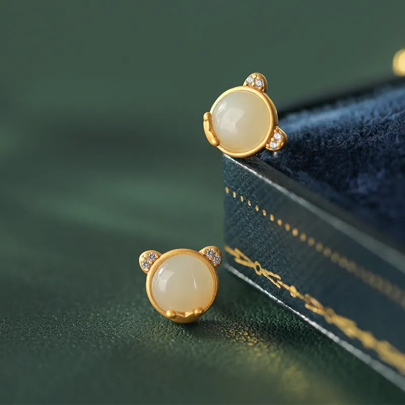 Natural Jade Earrings Nephrite Silver Earrings ZNE207