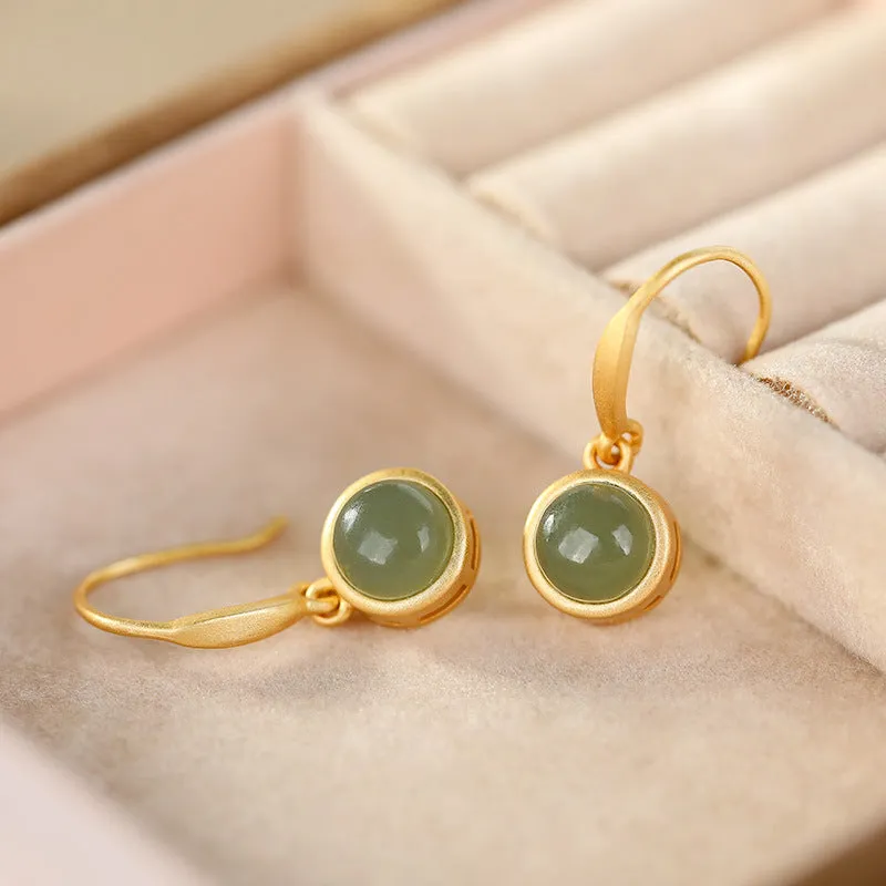 Natural Jade Earrings Nephrite Silver Earrings ZNE267