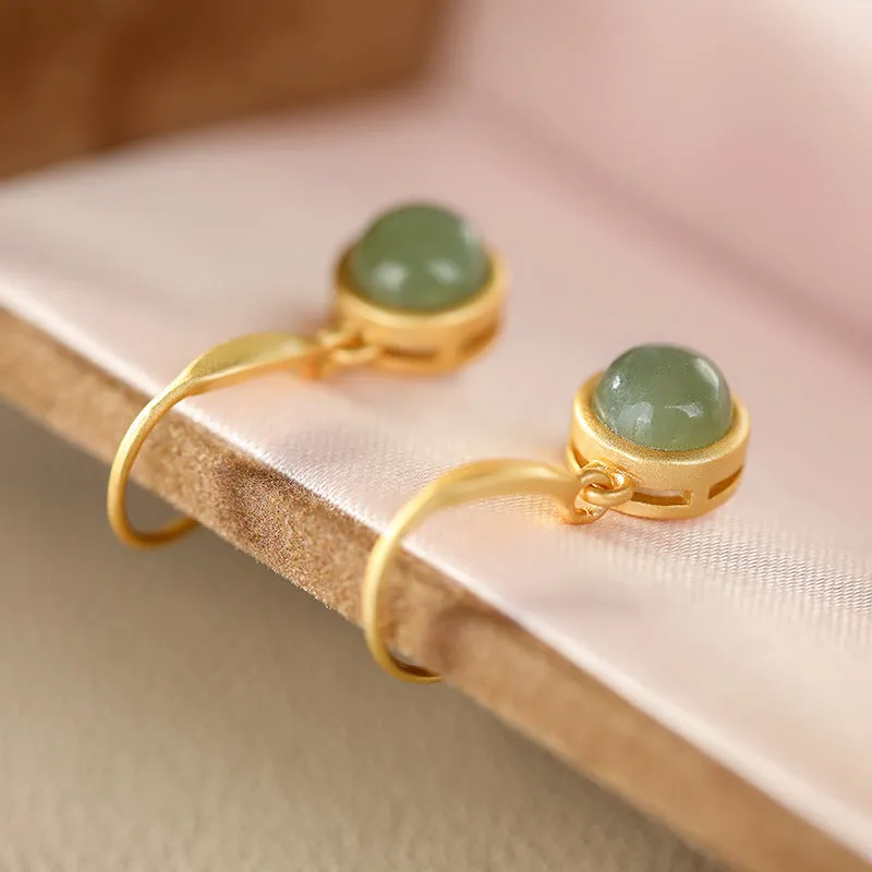 Natural Jade Earrings Nephrite Silver Earrings ZNE267
