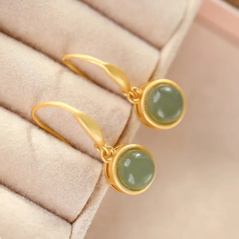 Natural Jade Earrings Nephrite Silver Earrings ZNE267