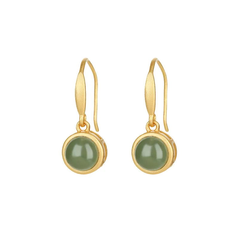 Natural Jade Earrings Nephrite Silver Earrings ZNE267