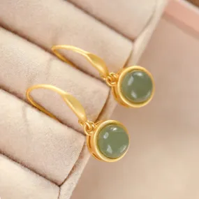 Natural Jade Earrings Nephrite Silver Earrings ZNE267