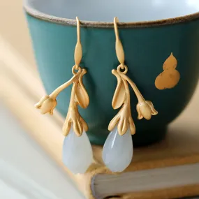 Natural Jade Earrings Nephrite Silver Earrings ZNE282