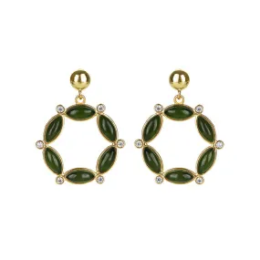 Natural Jade Earrings Nephrite Silver Earrings ZNE295