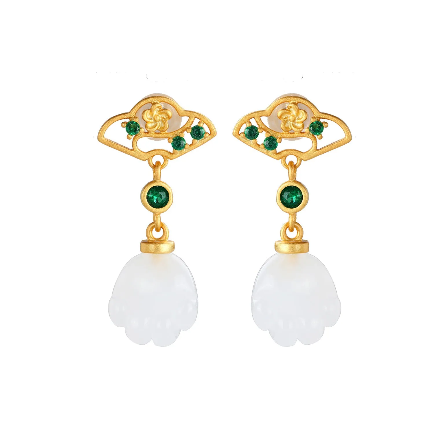 Natural Jade Earrings Nephrite Silver Earrings ZNE381