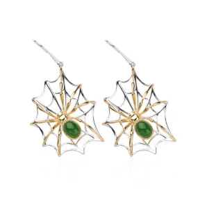 Natural Jade Earrings Nephrite Silver Spider Earrings ZEG525