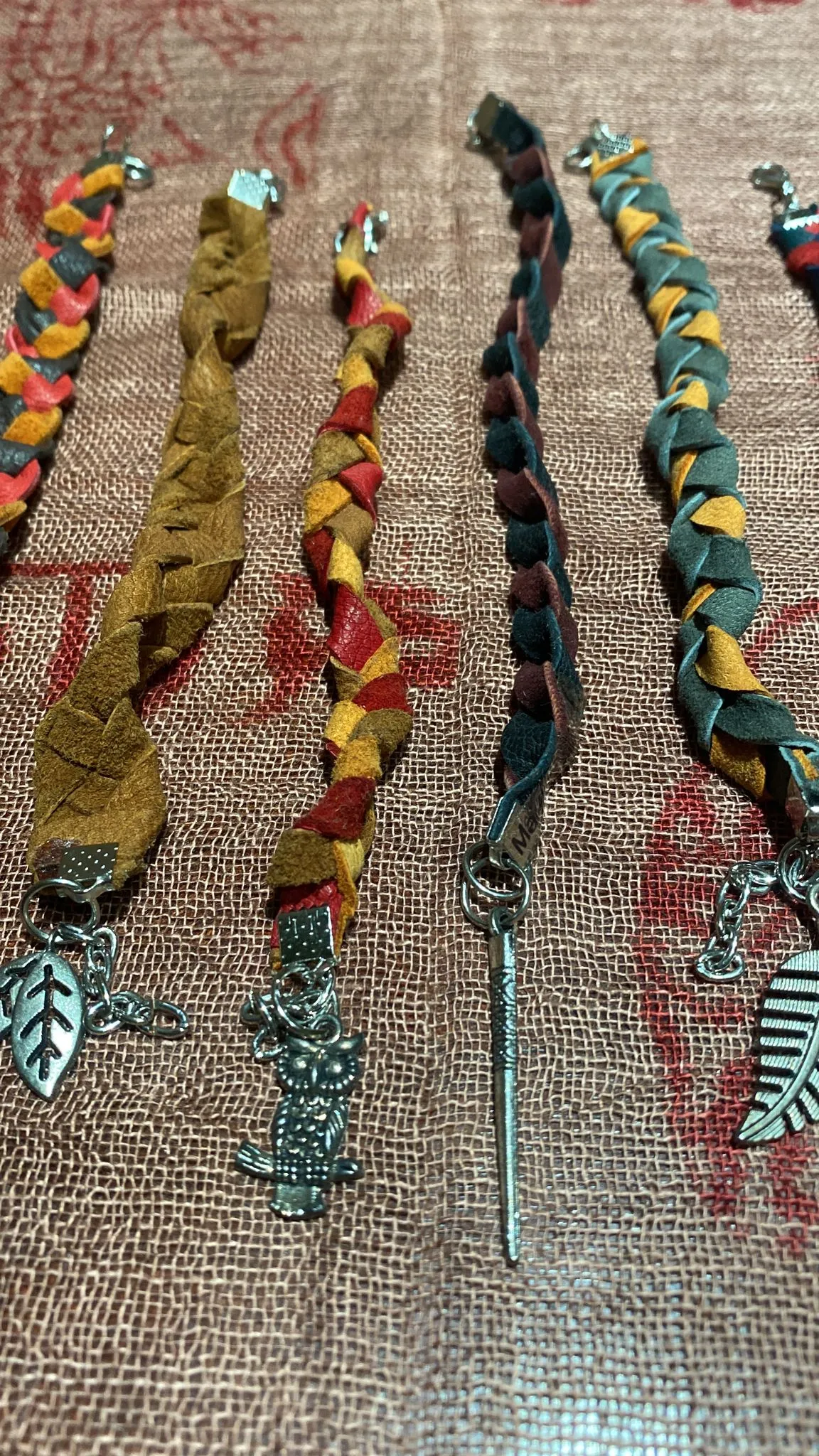Natural Leather Handwoven Egyptian Charm Bracelets Assorted