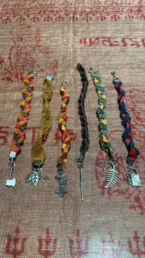Natural Leather Handwoven Egyptian Charm Bracelets Assorted
