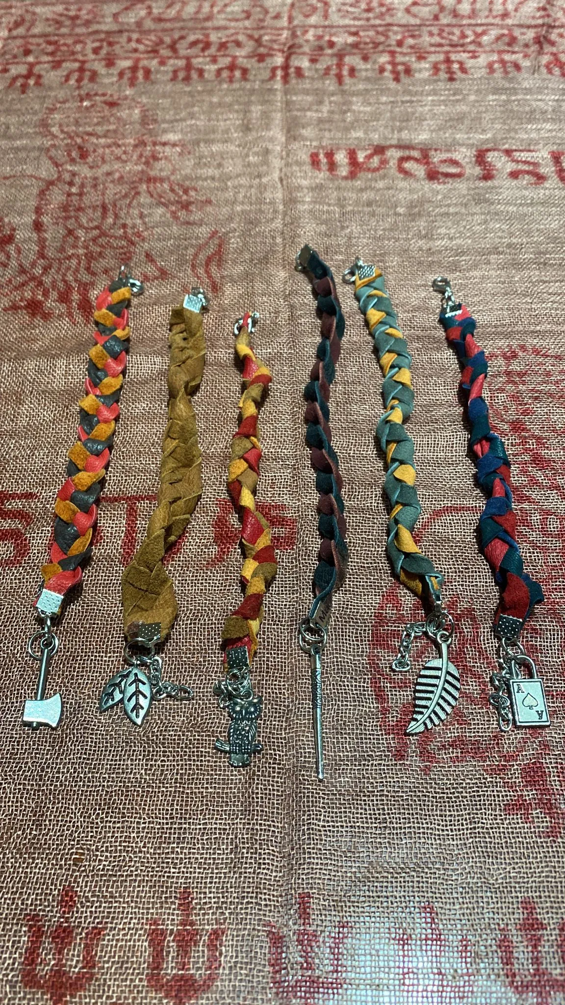 Natural Leather Handwoven Egyptian Charm Bracelets Assorted