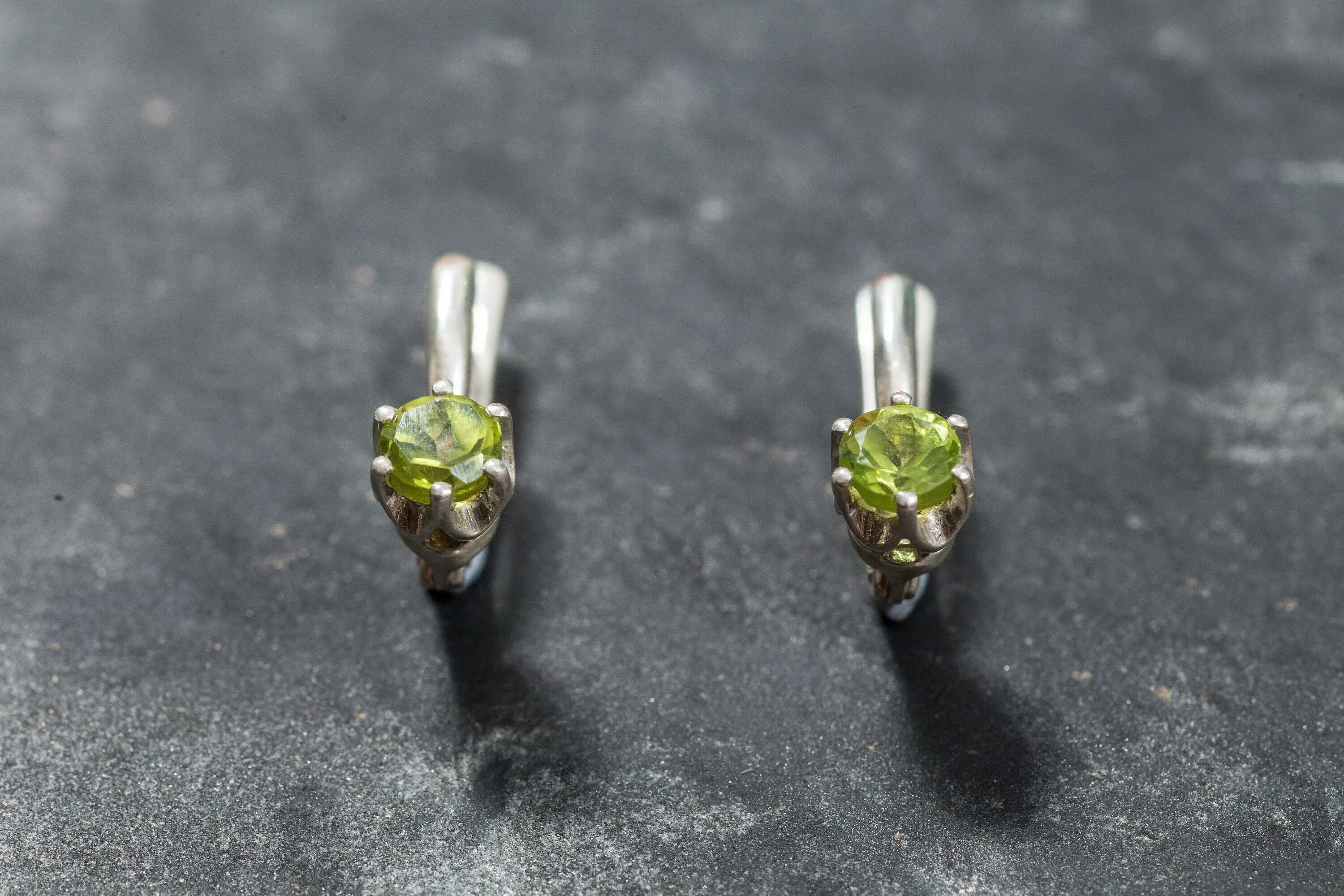 Natural Peridot Earrings - Green Drop Earrings, Dainty Peridot Studs