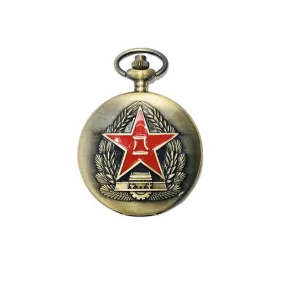 Nostalgic Red Army Commemorative Pocket Watch Iron Chain Pocket Watch Non-Mechanical Creative Retro Watch
