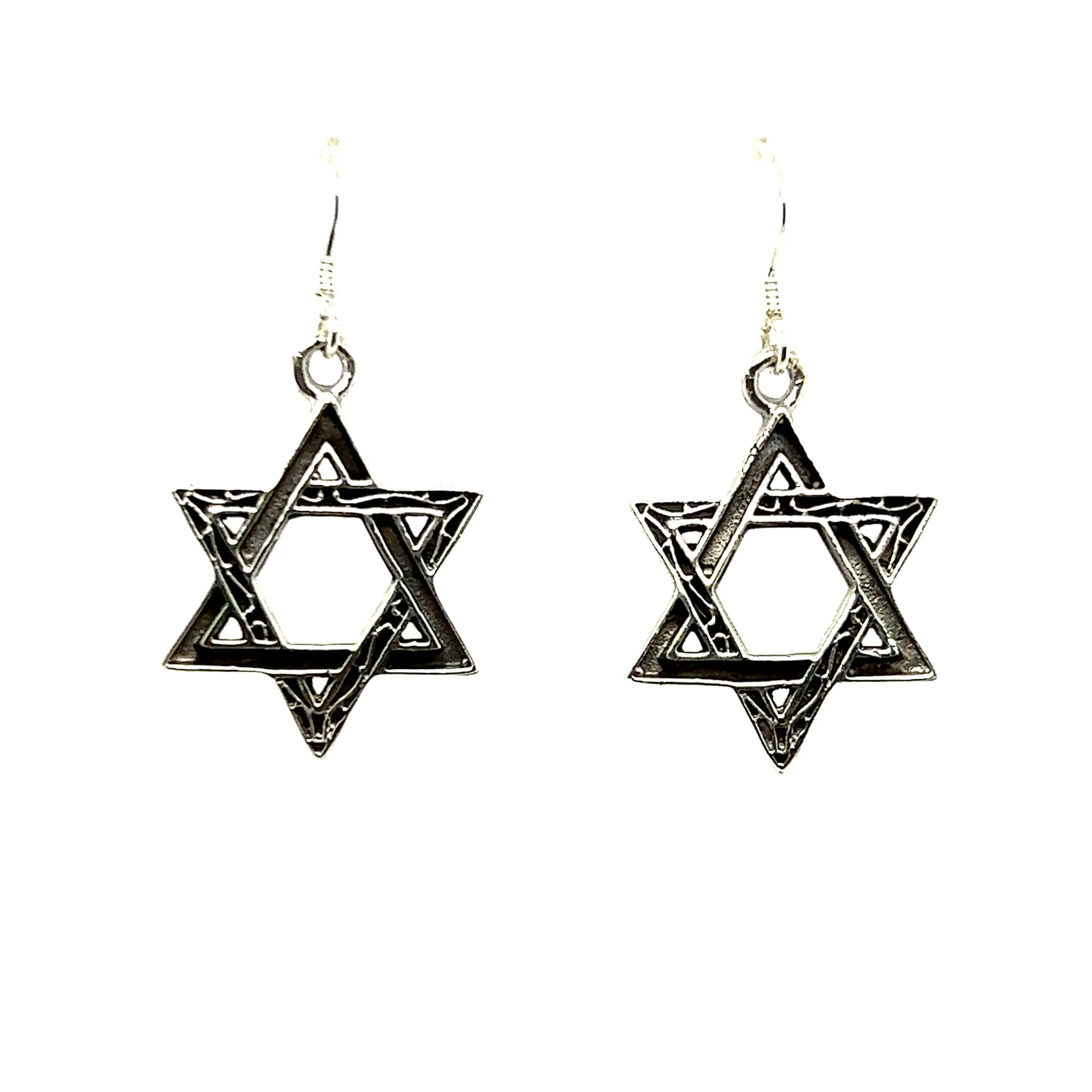P245 David's Star Hook Earrings