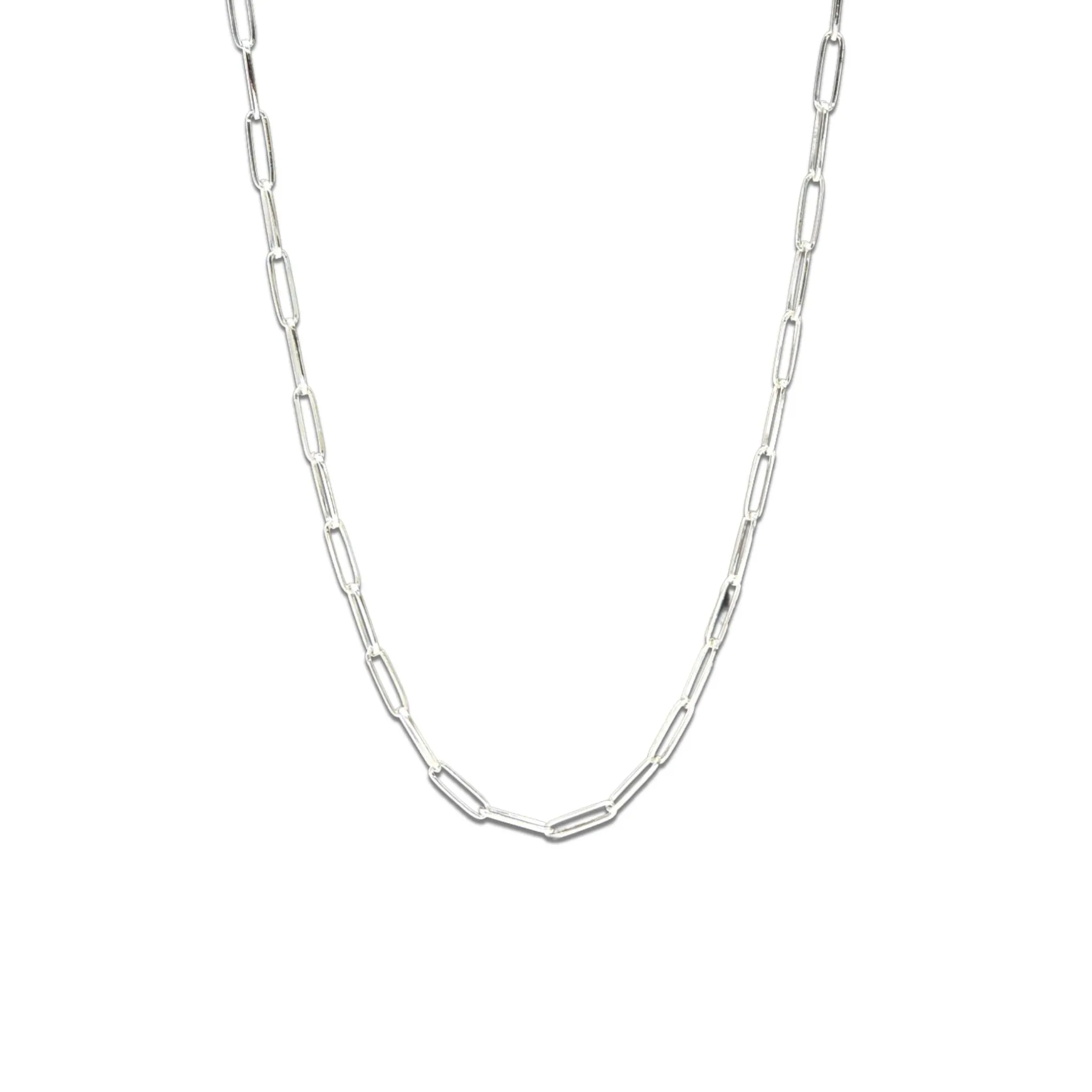 Paperclip Chain Necklace Silver