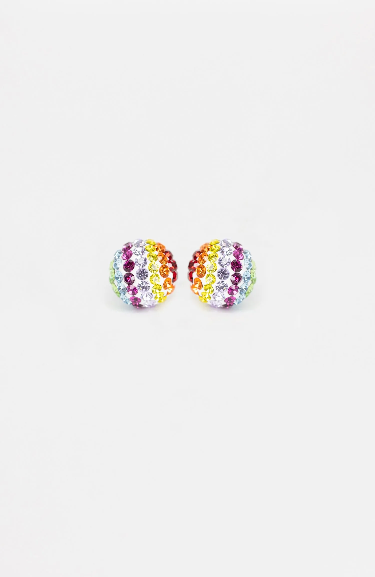 Pastel Disco Ball Crystal Sterling Silver Earrings