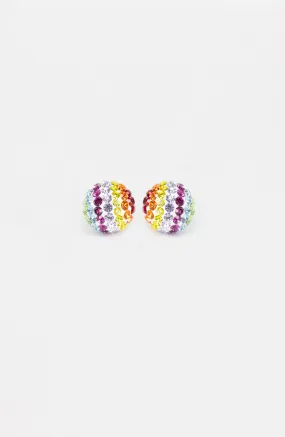 Pastel Disco Ball Crystal Sterling Silver Earrings