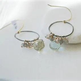 Peridot & Labradorite With Gunmetal Hoop And Sterling Silver Earring Hooks