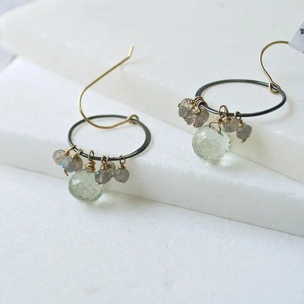 Peridot & Labradorite With Gunmetal Hoop And Sterling Silver Earring Hooks
