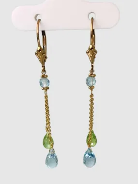 Peridot And Blue Topaz Lariat Earrings in 14KY - EAR-114-LARGM14Y-BTPDT