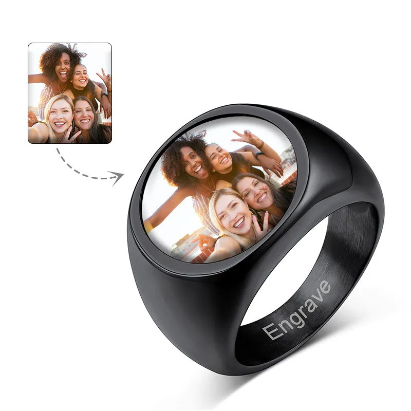 Personalized Picture Ring Memorial Gift For Men Women
