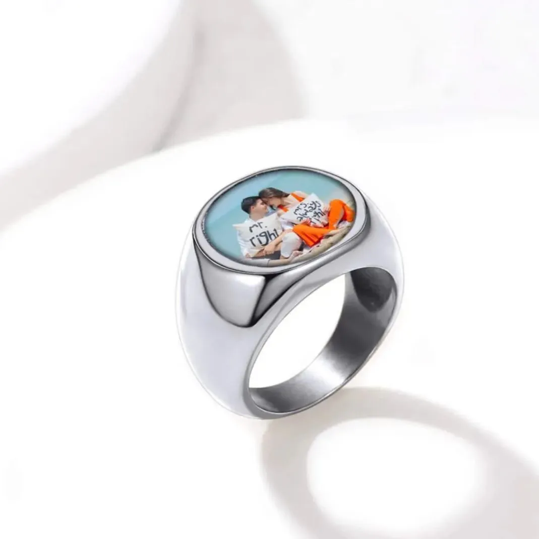 Personalized Picture Ring Memorial Gift For Men Women