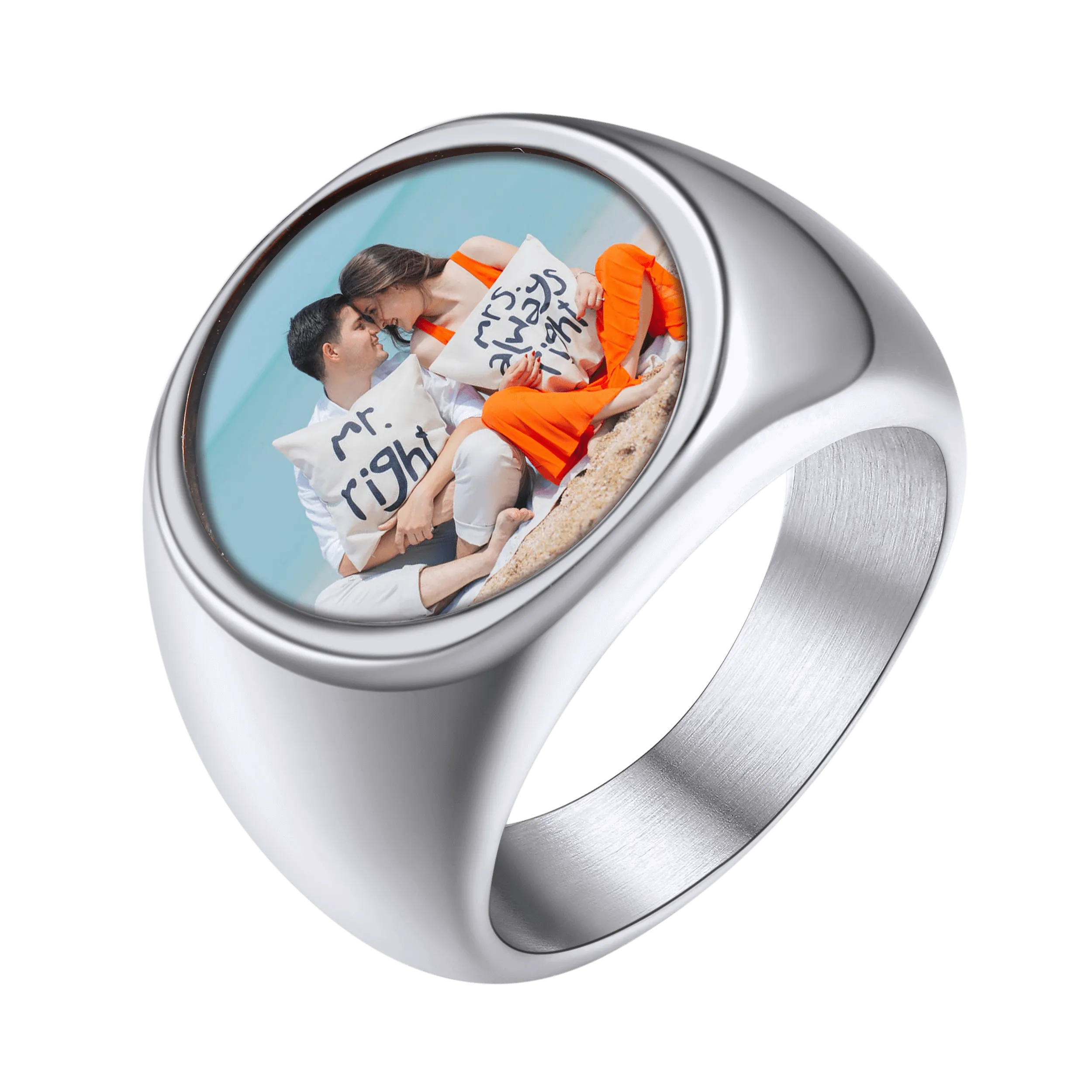 Personalized Picture Ring Memorial Gift For Men Women