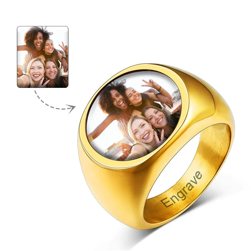 Personalized Picture Ring Memorial Gift For Men Women