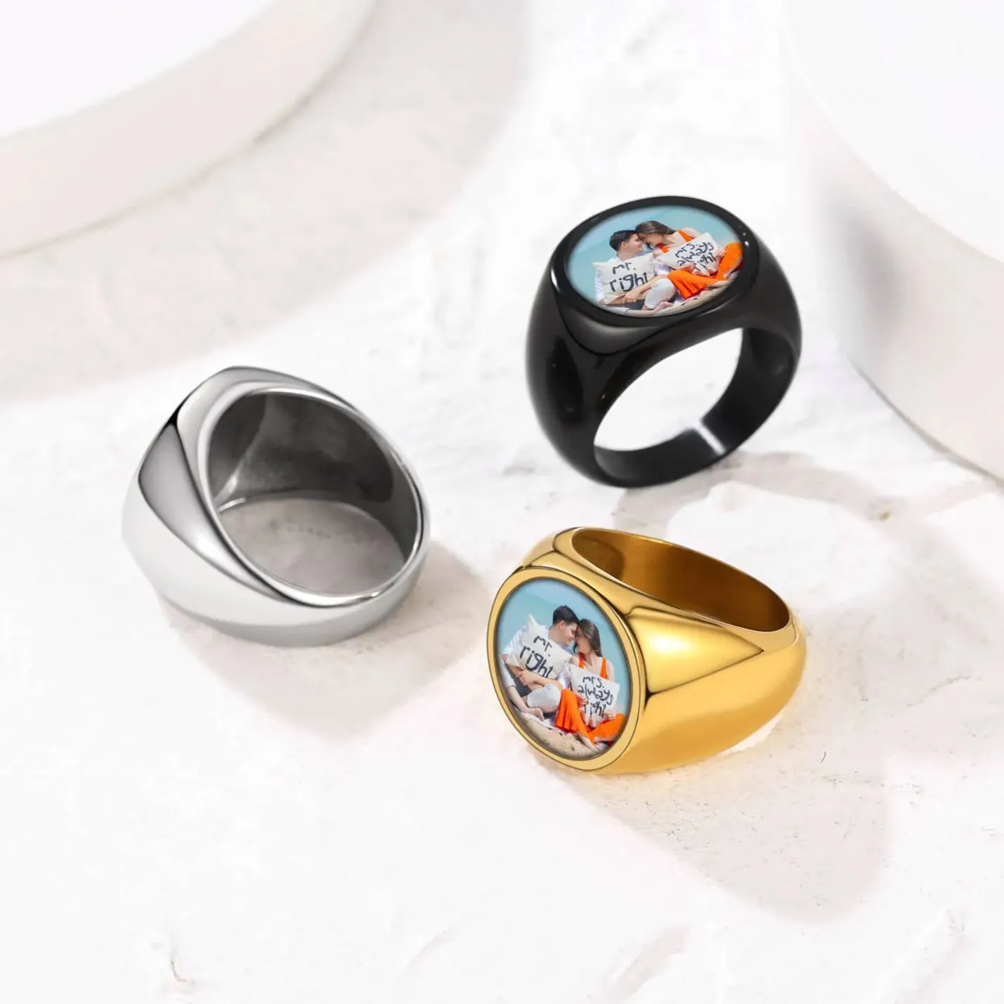 Personalized Picture Ring Memorial Gift For Men Women