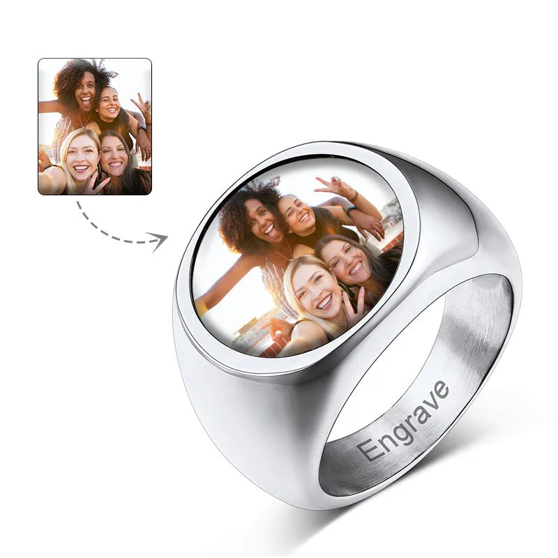 Personalized Picture Ring Memorial Gift For Men Women