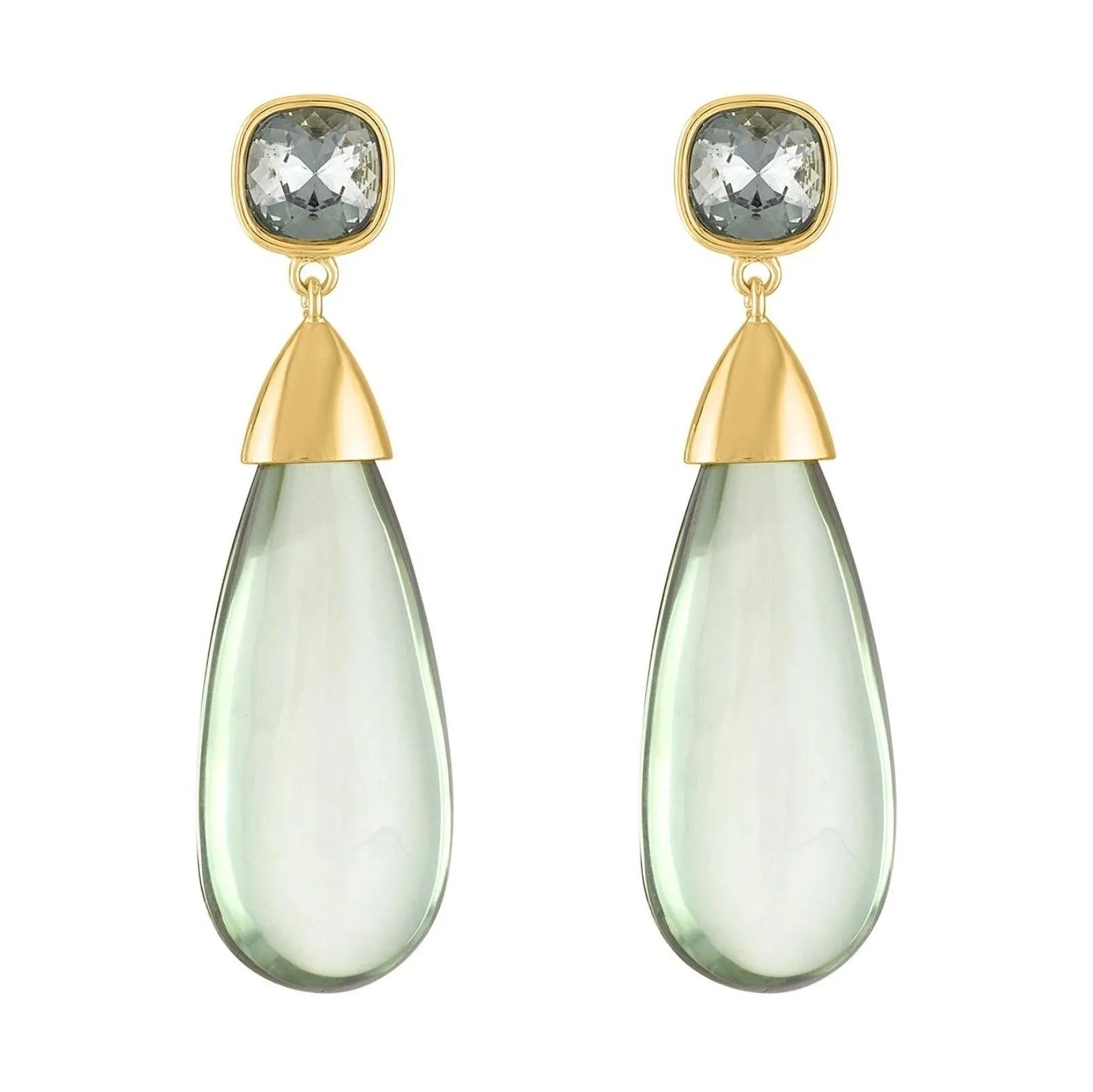 Piper & Jade Gold Crystal and Prasiolite Drop Earrings
