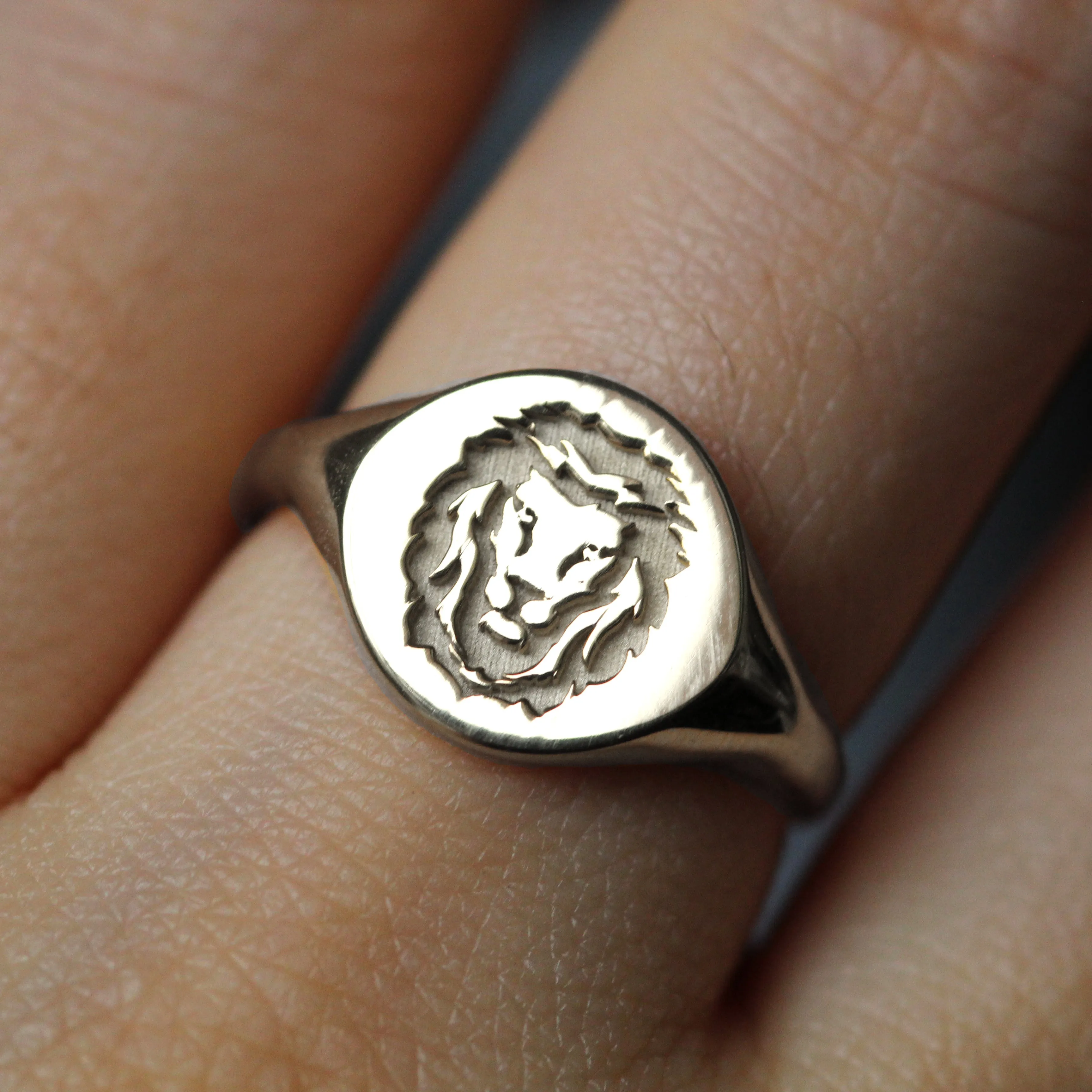 Platinum Lion Signet Ring by VicStoneNYC Fine Jewelry
