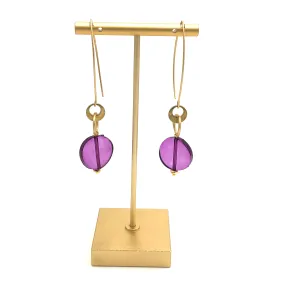 Purple & Brass Raindrop Earrings
