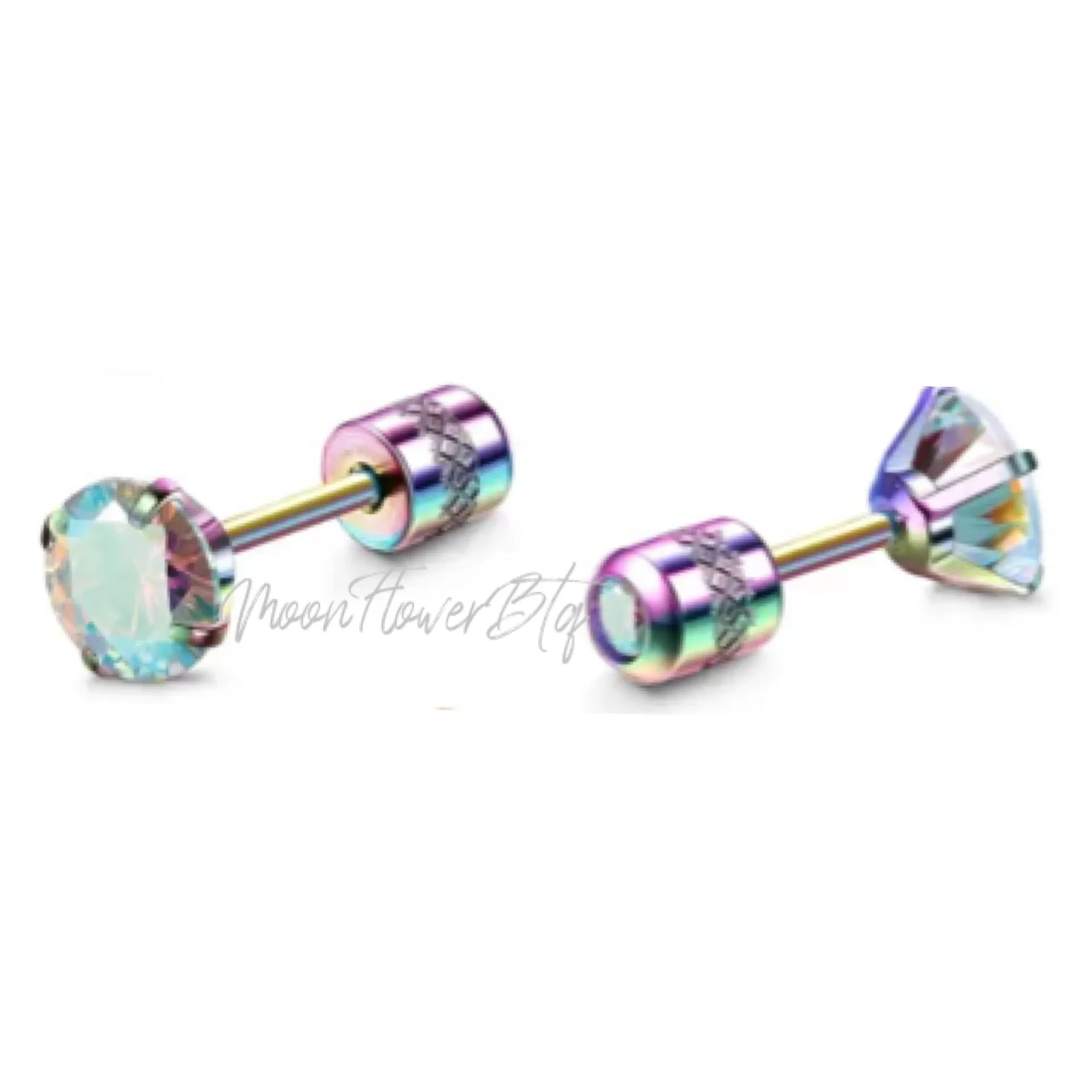 Rainbow CZ Double Ended Earring