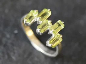 Real Peridot Ring - Natural Peridot Ring - Green Baguette Band