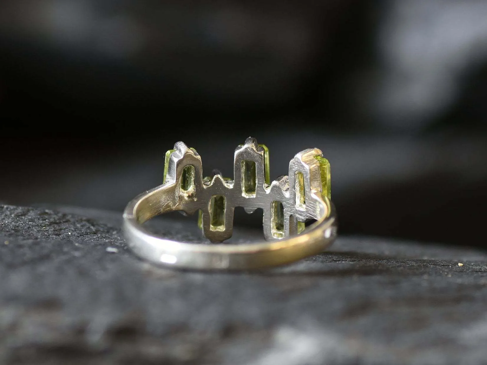 Real Peridot Ring - Natural Peridot Ring - Green Baguette Band