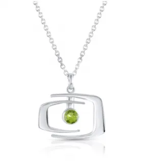 Retro Square Peridot Necklace