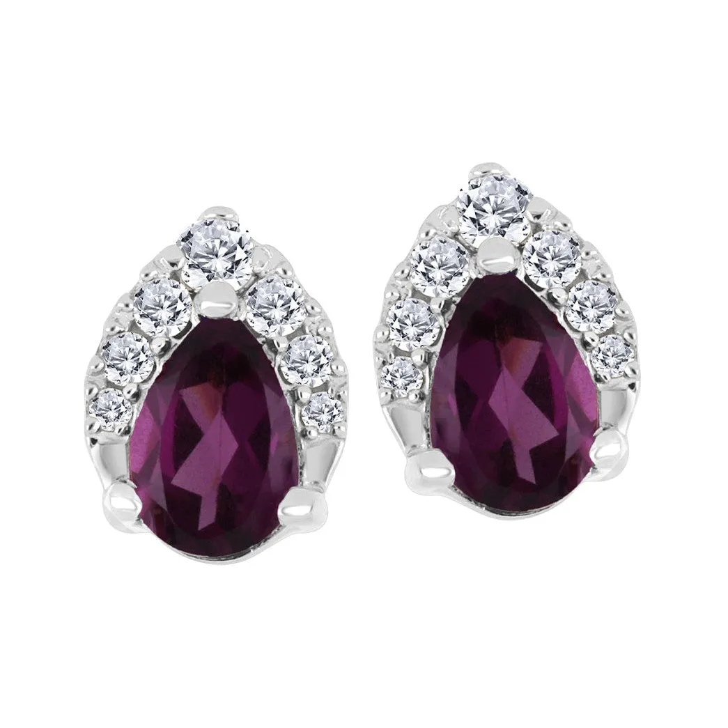 Rhodolite and Diamond Earrings