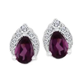 Rhodolite and Diamond Earrings