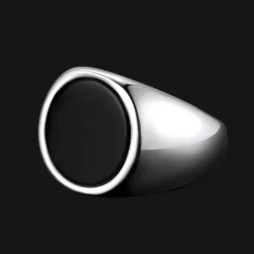 Round Black Onyx Signet Ring for Men