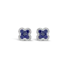Sapphire & Diamond Clover Earrings