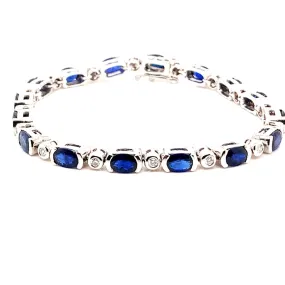 Sapphires and Diamond Bezel Set Bracelet