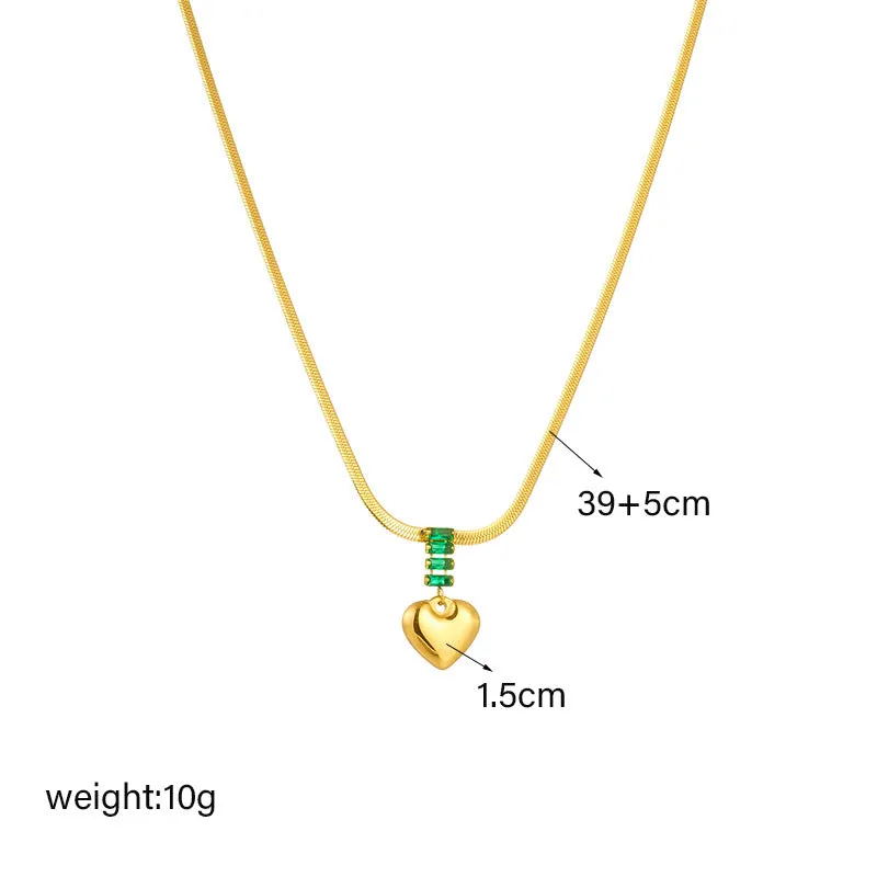 Serpent Chain Drop Heart Quad Emerald Stone Plated Gold Necklace JLTN1263