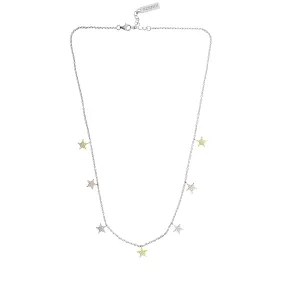 Seven Pavé Stars Mixed Vermeil Necklace