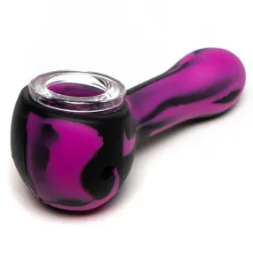 Shooters - 3" Silicone & Glass Hand Pipe - Purple & Black