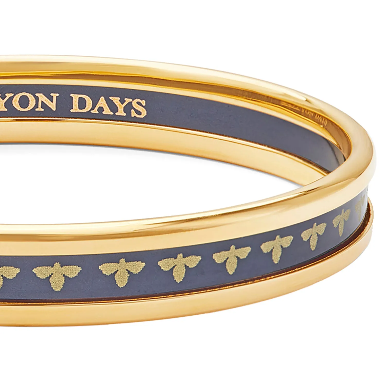 Skinny Bee Navy & Gold Enamel Bangle