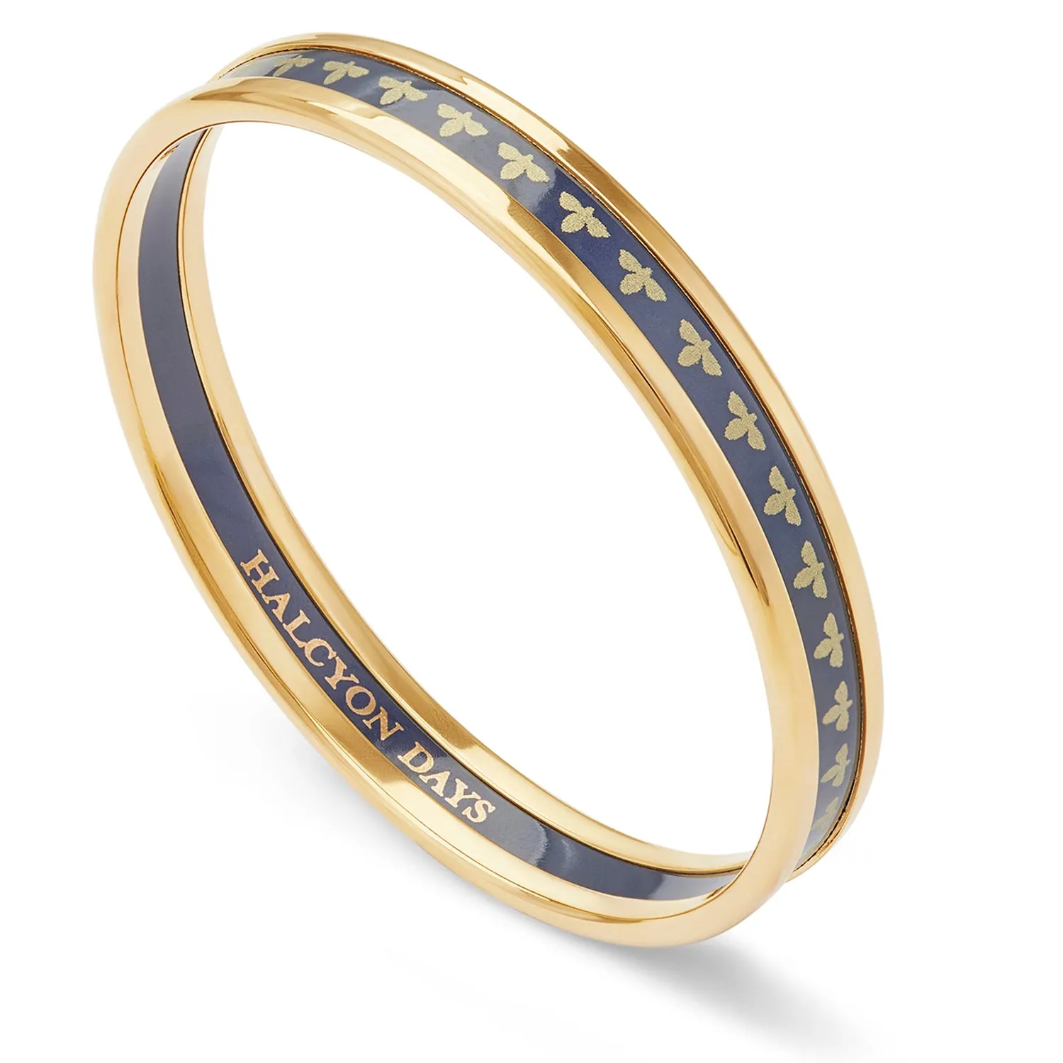 Skinny Bee Navy & Gold Enamel Bangle
